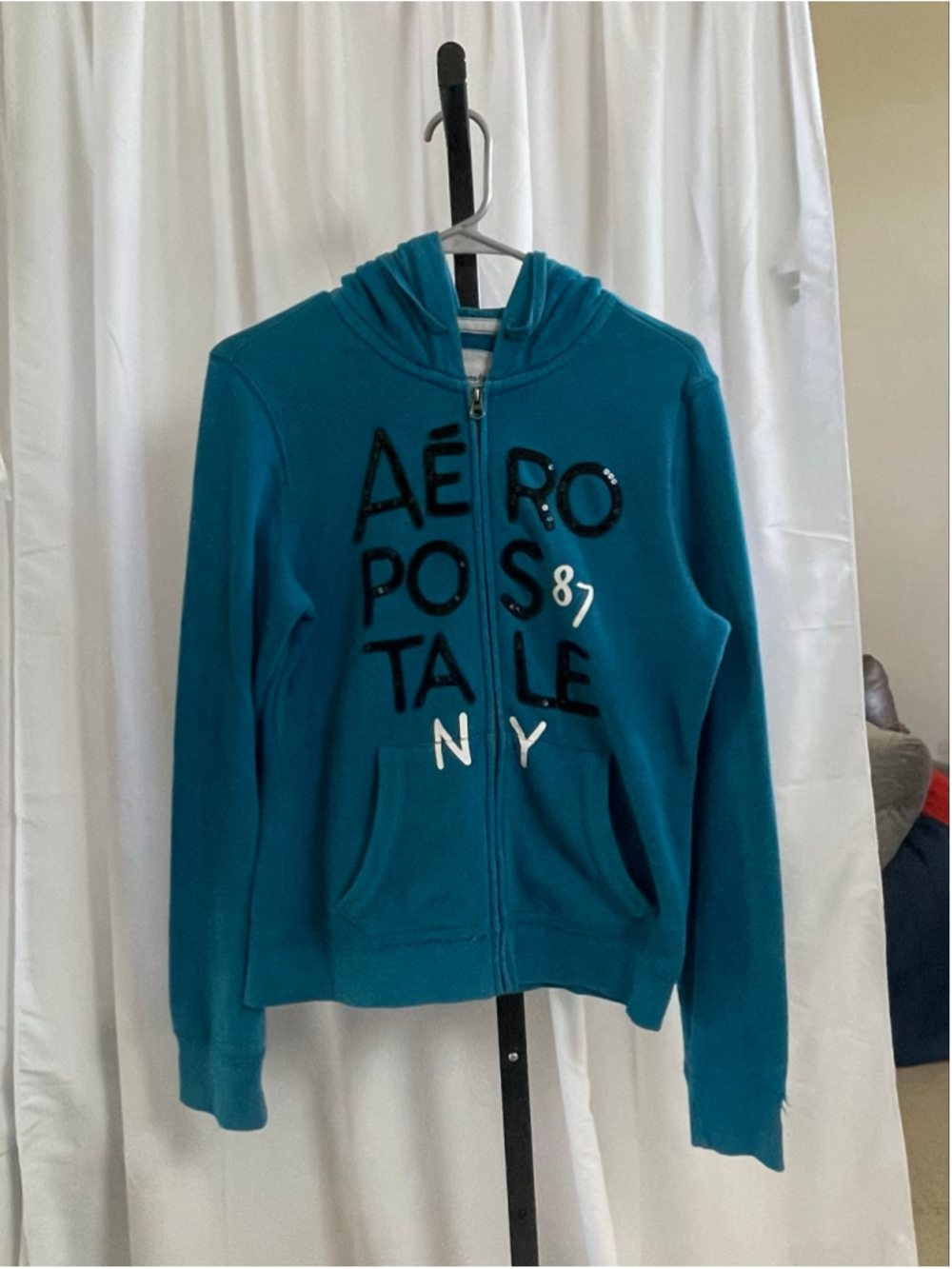 Women's Aeropostale Zip-Up Hoodie, Size L, Blue and Black